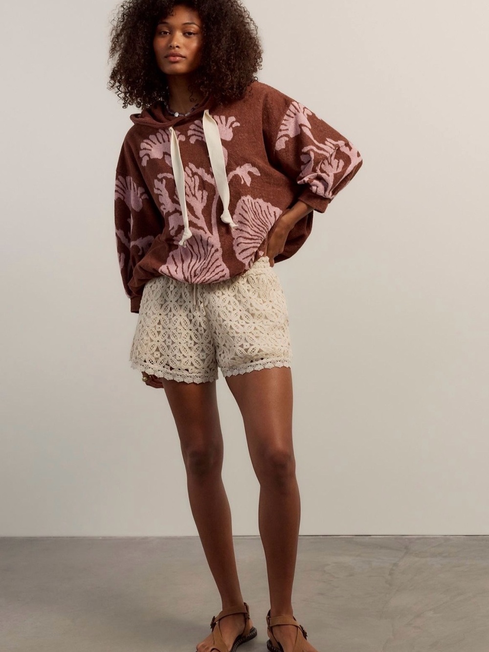 NWT FREE People Shell Baby Hoodie in Chocolate Combo